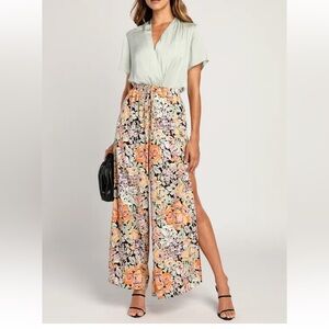 Lulus Capture The Blooms Black Multi Floral Print Wide Leg Pants - Size XL